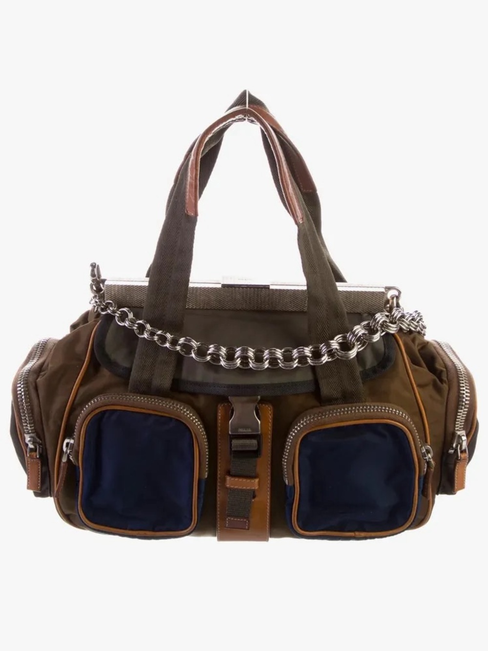 Prada 2004 Militaire Tessuto active frame cargo bag vintage 14.5 x 9 x 4”